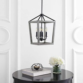 Safavieh PND4096A Valdis 4-Light Black and Antique Grey Adjustable (LED Bulbs Included) Pendant
