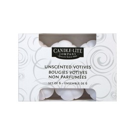 Candle lite 1601595 White Unscented Votives 6 Count