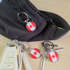 6 Packs Canada Canadian Keychain Souvenir, Canada Flag Maple Key-Chain Keyring Keychain for Women Man Students Friends