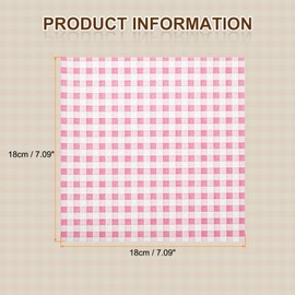 HARFINGTON 30pcs Square Checkered Wax Paper Sheets 7.09" x 7.09" Oil-absorbing Dry Food Wrapping Paper for Sandwich Baking Paper Liners Picnic Basket Bread Hamburger Wrap Kitchen, Pink