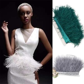 Nicole Knupfer Feather Fringe Ribbon Ostrich Feathers Fabric Strips for Clothing DIY Sewing Craft Costumes DIY Decoration (101#, 2M)