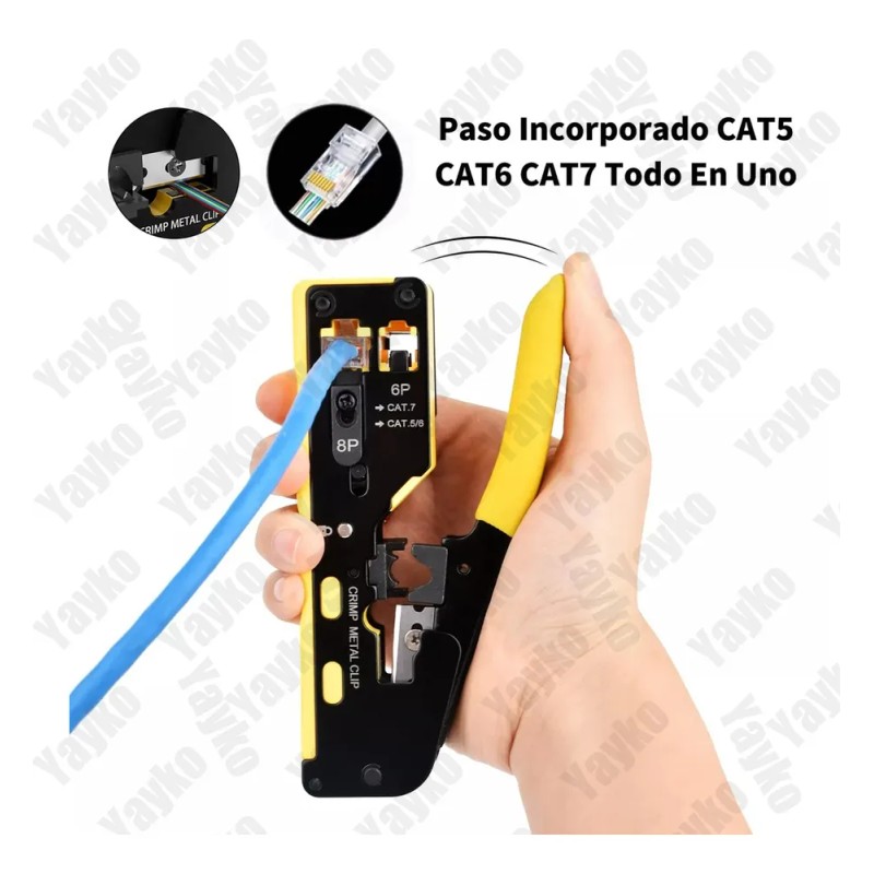 Crimpadora Para Conectores Pasantes Rj45 Cat7 Cat6 Cat5 Rj11