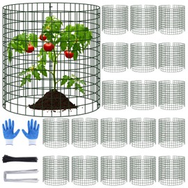 20 Pack Plant Cages for Outdoor Plants, 60pcs Pre-Bent Metal Mesh, 12.1" Dia X 14" H Wire Garden Plant Protector Cloches to Keep Squirrels and Chicken Out and Protection Vegetables Flowers Shrubs