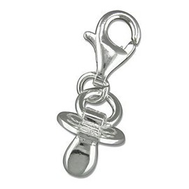 Designer Inspirations Boutique Baby's Dummy/Pacifier Sterling Silver Clip On Charm Pendant with Lobster Clasp for Women Girls - 925 Sterling Silver - For European Charm Bracelets