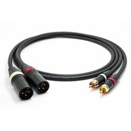 Mogami 0.5 Foot-Mogami 2534 Quad Stereo Pair (L, R) cables|Neutrik Gold RCA to XLR Male