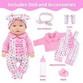 UNICORN ELEMENT 12 Inch Baby Dolls with Clothes Accessories Playset, 7 Set 12 Inch Baby Doll Bottle Pacifier Pretend Game for 3+ Years Old Girls Gifts in Box