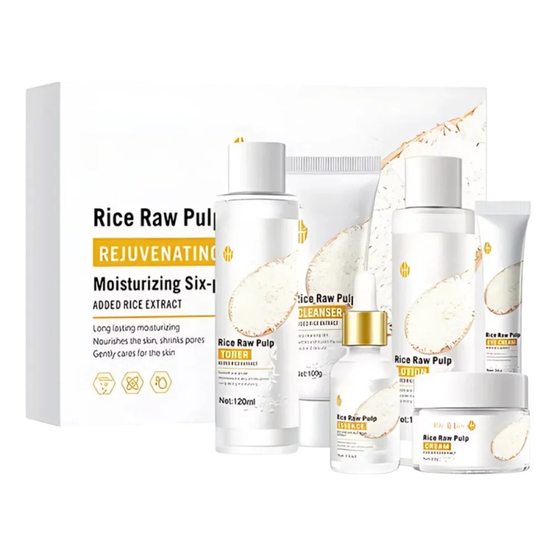Kit Serum Arroz Bioaqua Acido Hialuronico Reduce Poro Mancha