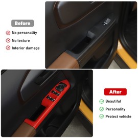 Linskip Power Window Switch Panel Covers Trim Compatible with Ford Bronco Sport 2021-2024 2025, Bronco Sport Door Panel Controls Trim, Bronco Sport Interior Accessories(Red)
