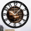 25cm Circular Iron Wall Clock with a Modern Perforated Metal