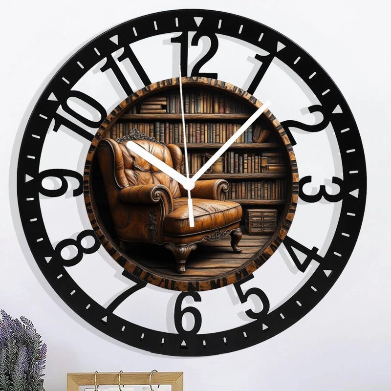 25cm Circular Iron Wall Clock with a Modern Perforated Metal