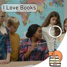 Best Friend Book Lover Gifts Keychain for Pet Cat Lovers Christmas Birthday Gifts for Book Readers Gifts for Men Women Book Club Gifts for Son Daughter I Love Books Keychains for Sister Brother