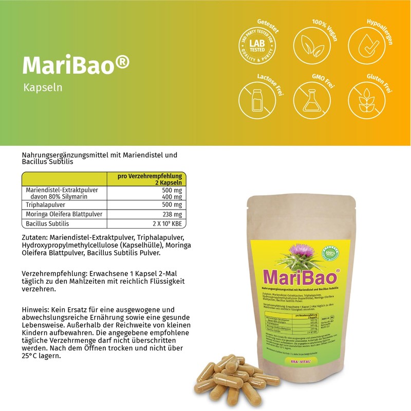 Leber Kur 360 Kapseln mit Mariendistel-Extrakt hochdosiert, Triphala und Bacillus