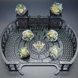 DND Dice Set,Dungeons and Dragon Game Dice Set D&D Gifts with Iron Box,7Pcs Sharp Edge Resin Dungeons and Dragons Polyhedral Role Playing Gaming Dice(Black Floating Stars)