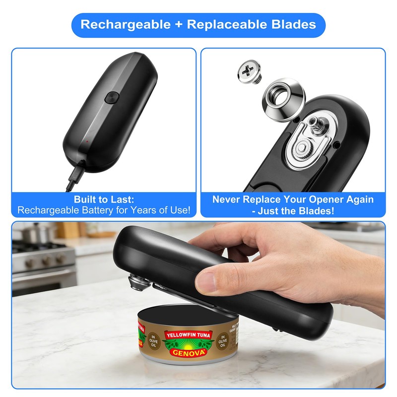 Electric Can Opener, Automatic Hands-Free Can Opener with Smooth Edge,