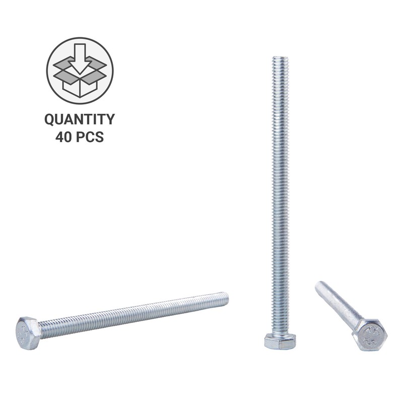 Pack of 40 DIN 933 Steel Hexagon Screws M6 x