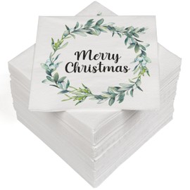 HEKU 100 napkins, 3-ply, 33 x 33 cm, "Merry Christmas wreath" motif, absorbent and practical packaging, wide selection, ideal for special occasions