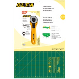 OLFA Fabric Cutting Kit (RTY-2CYEL/ST-01) - 12" x 18" Self Healing Rotary Cutting Mat (ST-01) and 45mm Yellow Quick-Change Rotary Cutter (RTY-2/CYEL)