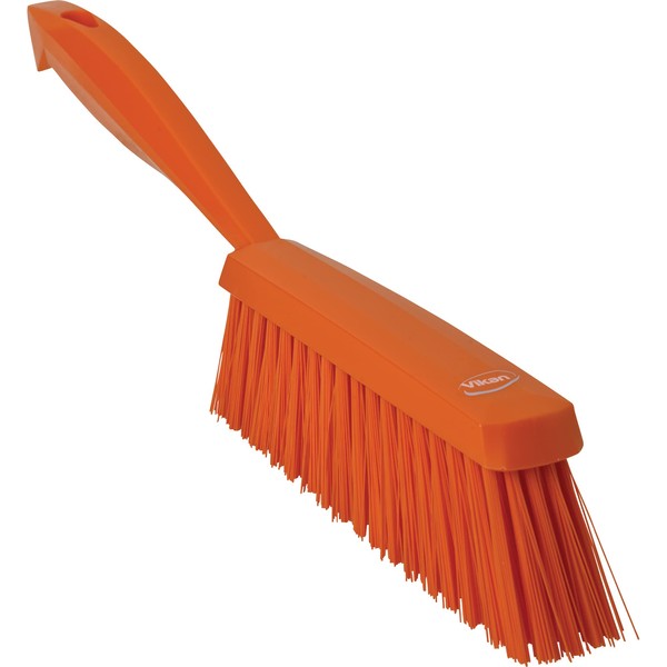 Vikan 45897 Bench Cleaning Brush, Polypropylene/Polyester Medium Bristle Dustpan Brush & Sweeper, 14 Inch, Orange