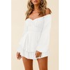 Fixmatti White Short Rompers Jumpsuits for Women Long Sleeve off