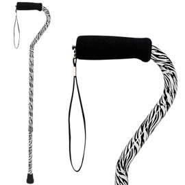 DMI Adjustable Designer Cane with Offset Handle and Strap, Zebra