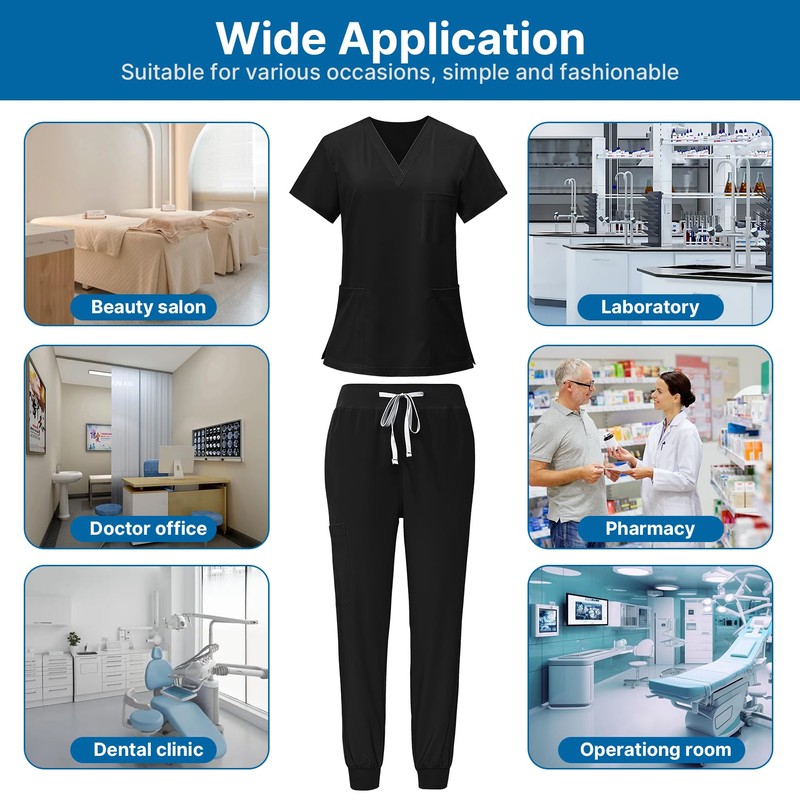 KARAZZO Scrubs Set for Women Nurse Uniform Jogger Suit V-Neck