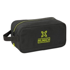 Safta Munich Beat – Medium Shoe Rack, Multipurpose, Pencil Case, Sport, Extracurricular Shoes, Football, Comfortable and Versatile, 29 x 14 x 15 cm, Black, Black/White, Estándar, Casual