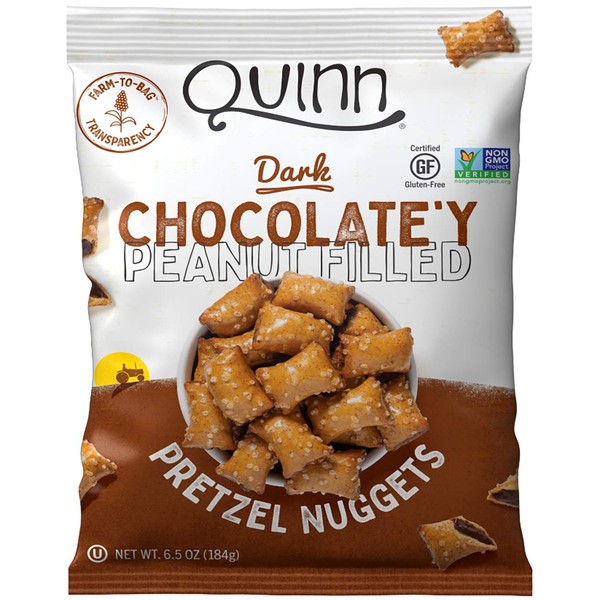 Quinn Chocolate'y Peanut Butter Filled Pretzel Nuggets, Gluten Free, Non-GMO, 7 oz Bag