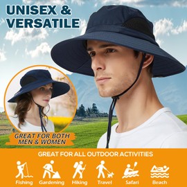 EINSKEY Wide Brim Sun Hat, UPF 50+ UV Protection Waterproof Packable Bucket Hat for Men & Women, Fishing Hiking Beach Garden