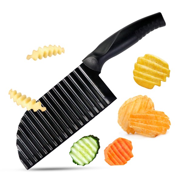 Quelcc Chip Slicer, Wave Knife, Vegetable Cutter, Stainless Steel Chip Cutter, Potato Slicer Knife, for Potatoes, Carrots, Waffle or Vegetables