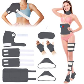 Castor Oil Pack Wrap, 9 Pcs Organic Castor Oil Packs Kit for Entire Body Neck Shoulder Waist Back Hand Knee Leg and Feet, Reusable Pads Kit for Hot/Cold Castor Oil Compress for Woman/Man【Grey】