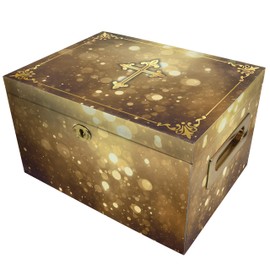 Shining His Light (Gold) Cremation Urn Memorial Collection Chest with Lock and Key, Cremation Urns for Adult Ashes, Urns for Human Ashes Adult or Child…