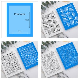 GOTO CLAY TOOLS - Plantillas de visualización de seda de ginkgo para arcilla polimérica, 3 piezas de serigrafía con patrón de ginkgo para fabricación de aretes de arcilla polimérica, plantillas