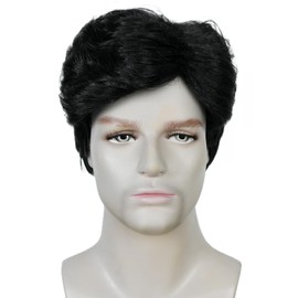 TIKJOYS Black Wig for Men Adults Prehistoric Man Wigs Short Wig