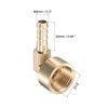 sourcing map Brass Hose Barb Fitting Elbow 8mm x G1/2