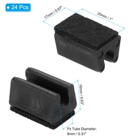 PATIKIL 24pcs Rectangle Chair Leg Cover with Felt Pad, 8mm Slide Smoothly No Scratches No Noise Furniture Feet Hardwood Protectors Tips Floor Glides Tubing Caps for Office,Black Black