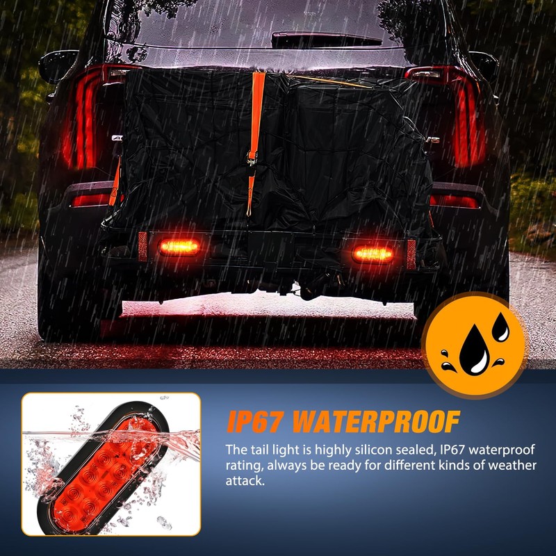 Nilight Hitch Cargo Carrier Light Kit 2PCS 6Inch Red Oval