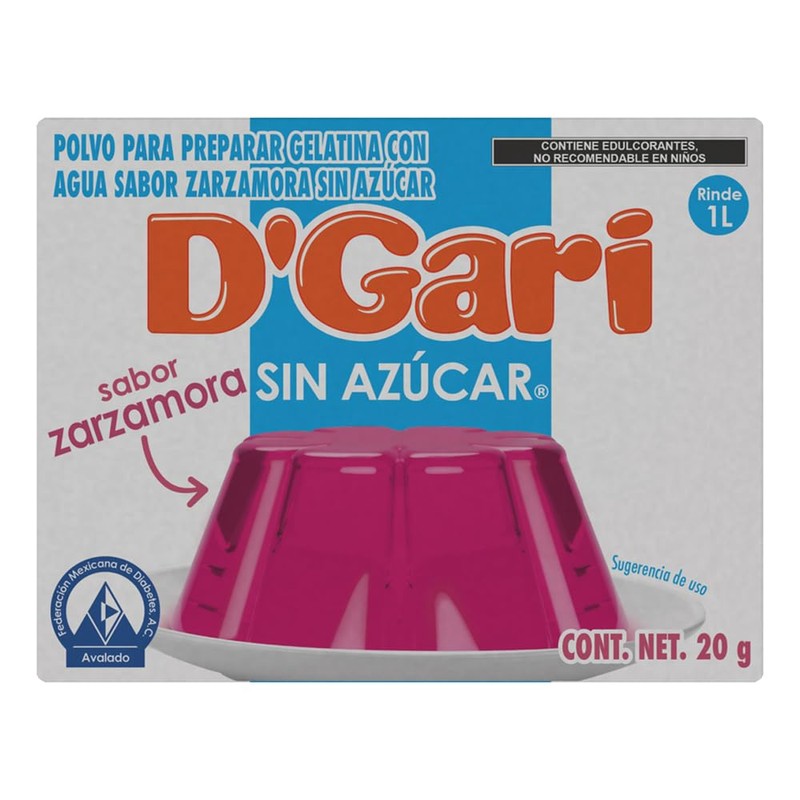 DGari polvo para preparar gelatina con agua Sin Azúcar sabor