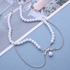 Vacaonio Boho Layered Pearl Choker Necklace Rhinestone Bow Necklace Silver