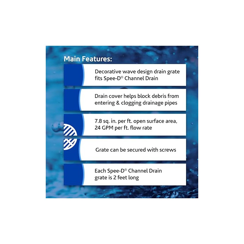 NDS 253GY Spee-D Channel Drain Grate 4-1/8 inch Wide X