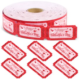 Cholemy 1000 Pcs Valentine Raffle Tickets Roll Romantic Red Heart Carnival Raffle Ticket Numbered Door Drinks Surprise Reveal Gift for Happy Valentine‘s Day Wedding Anniversary Party Favors Supplies