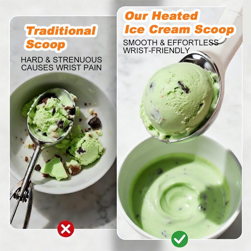 Heated Ice Cream Scoop, Fast Heating Electric Scooper, Rechargeable