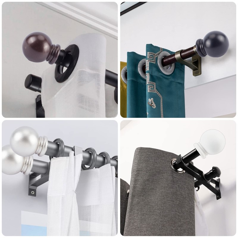 GORGECRAFT 2PCS Round Curtain Rod Finials Drapery Pole Ball End