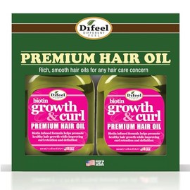 Difeel Biotin Growth & Curl Premium Hair Oil 7.1 oz. - Juego de regalo de lujo de 2 piezas