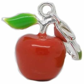 Sexy Sparkles Charm for Bracelets – Red Apple Clip-On Pendant, Fits European Charm Bracelets and Necklaces, Includes Lobster Clasp, 32mm in Length