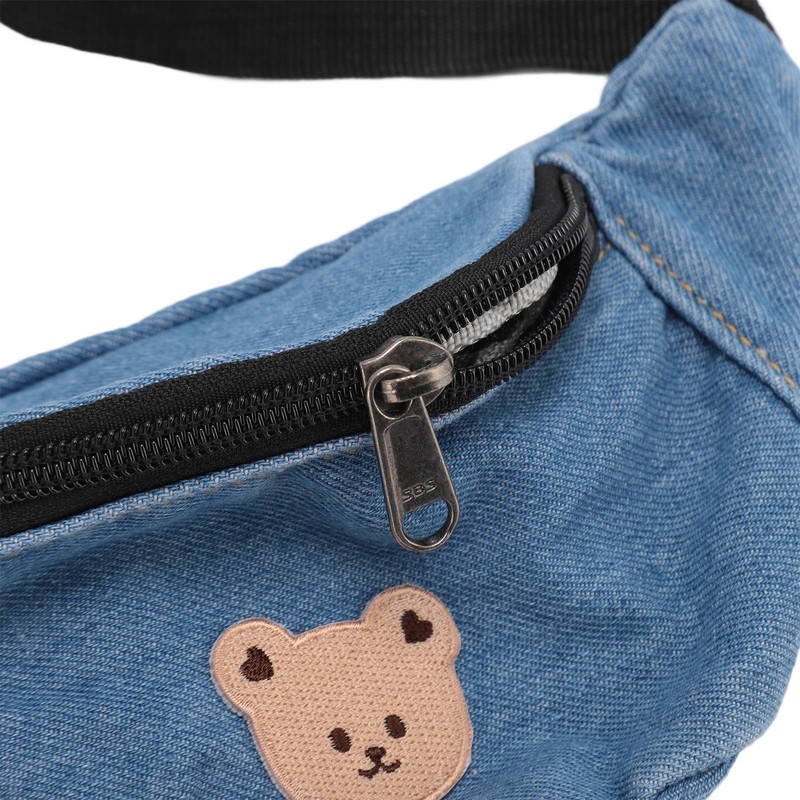 Kids Cool Waist Bag Bear Pattern Adjustable Button Small Canvas