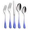 DINYWOW 20-Pieces Color Silverware Sets for 4,Blue and white Handle