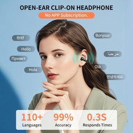 AI Translation Earbuds Real Time 3-in-1 Free-Clip Ai Translator Earbuds, 110+ Languages Translation AI Language Translator Earphones, Clear Sound, No APP Subscription for iOS and Android (Black)