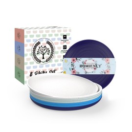 Homienly Dessert Plates Set of 8 Small Wheat Straw Plates, Side Dish Appetizer Plates for Kitchen Unbreakable Snack Plates for Kids Mini Dinner Plates for Snack(Island Series)