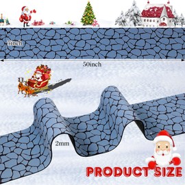 Marspark Christmas Village Accessories - Tapete de Navidad en miniatura de 5 x 50 pulgadas, decoración de calle de pueblo de Navidad, decoración de calle de nieve para paisaje de pueblo pequeño (estilo camino de grava blanca)