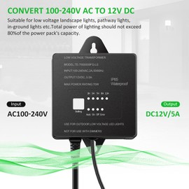 70W Outdoor Low Voltage Transformer with Timer and Photocell Sensor, Heebyoo Low Voltage Landscape Light Transformer 120V AC to 12V DC, Weatherproof, for Spotlight, Pathway Light, Garden Lighting